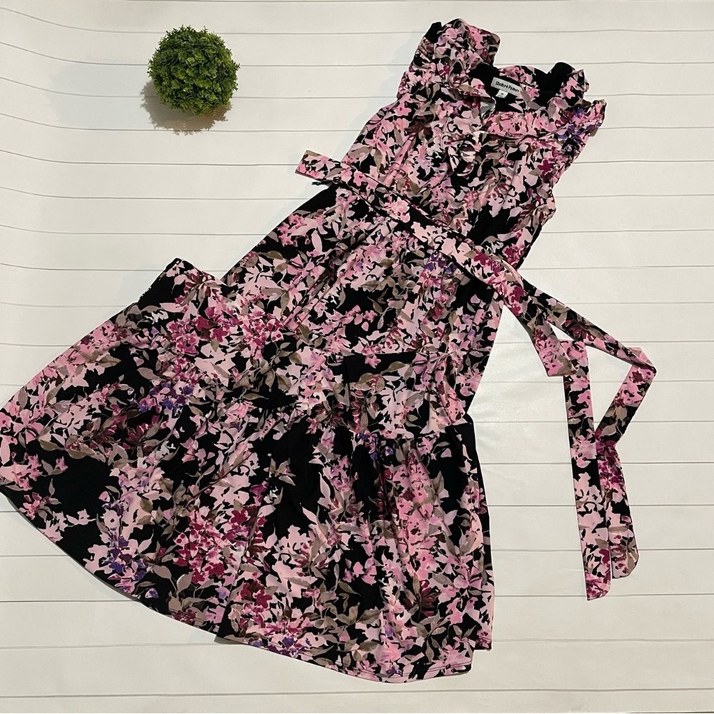 Shelby Palmer Long Modest Black Pink Floral Midi Maxi Dress Women’s‎ Size Medium